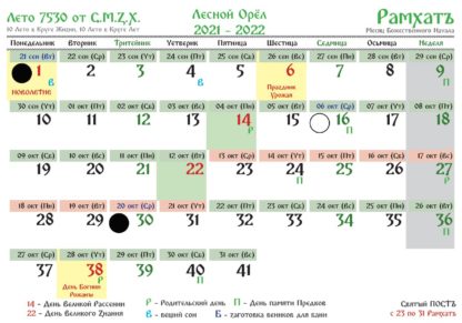 Славянский календарь на 2022 год